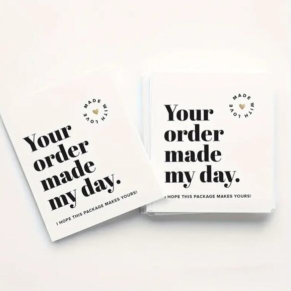 100 Thank You Cards Pack - Your Order Made My Day. - Picture 2 of 6